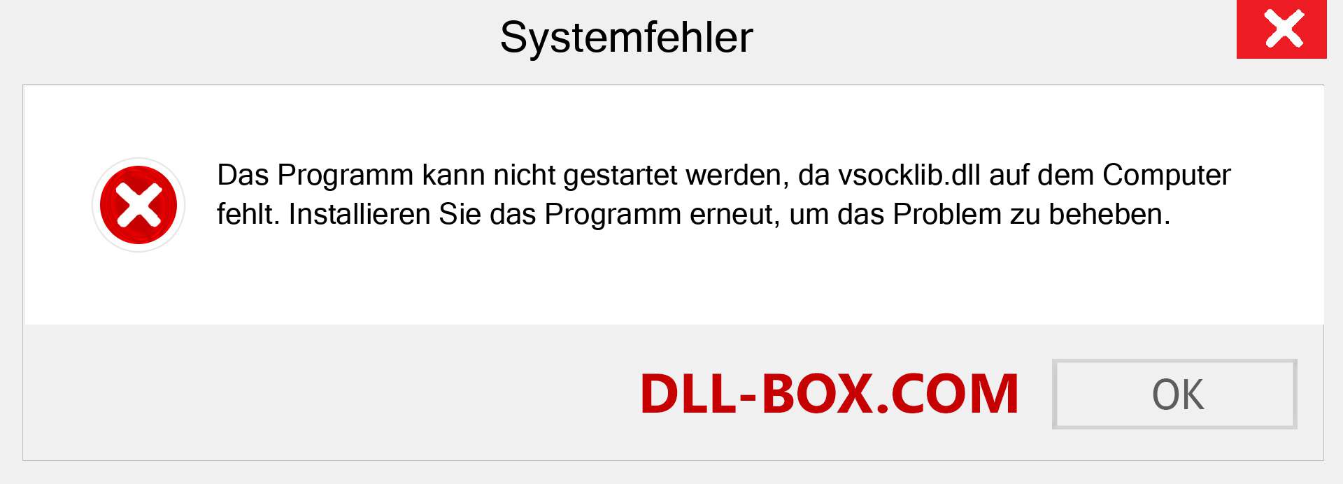 vsocklib.dll-Datei fehlt?. Download für Windows 7, 8, 10 - Fix vsocklib dll Missing Error unter Windows, Fotos, Bildern