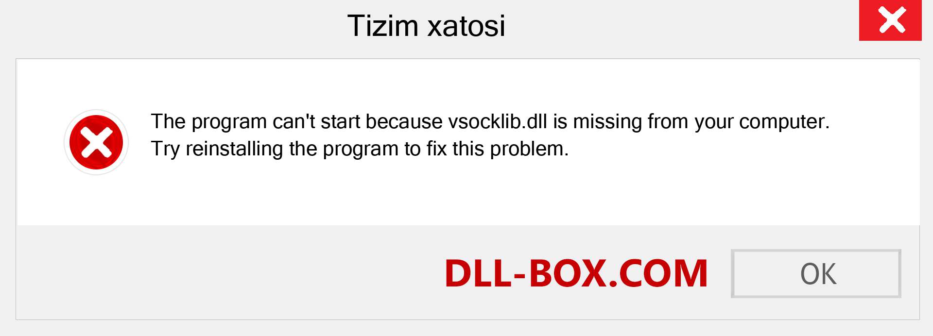 vsocklib.dll fayli yo'qolganmi?. Windows 7, 8, 10 uchun yuklab olish - Windowsda vsocklib dll etishmayotgan xatoni tuzating, rasmlar, rasmlar